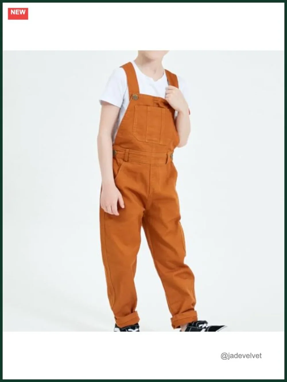 Boys Denim Bib Overalls with Snaps - Kids Solid Brown